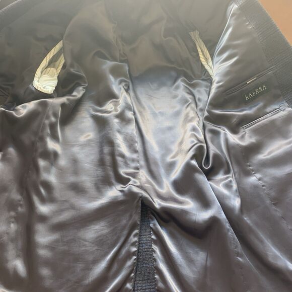 Lauren Ralph Lauren Gray Blue Glen Plaid Sport Coat Blazer 100% Wool 44L - Picture 7 of 11